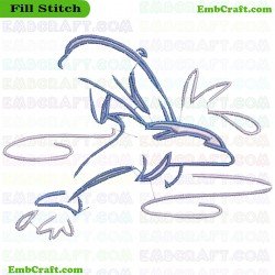 Dolphin In Ocean Hues Embroidery Design 60