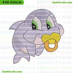 Dolphin With Pacifier Embroidery Design 23