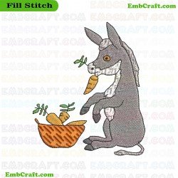 Donkey Holding Carrot Basket Embroidery Design 1