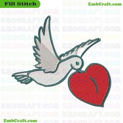 Dove Carrying Heart Embroidery Design 8