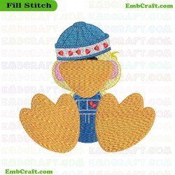 Duck Character Embroidery Design 1