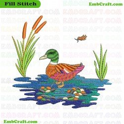 Duck In A Pond Embroidery Design 5