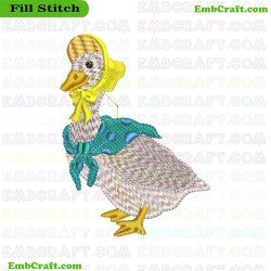 Duck In Clothes Embroidery Design 5