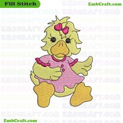 Duckling In Pink Dress Embroidery Design 16