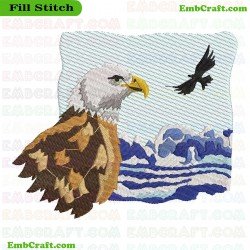 Eagle In Nature Embroidery Design 15