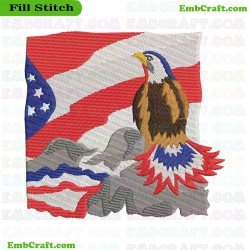 Eagle On American Flag Background Embroidery Design 17