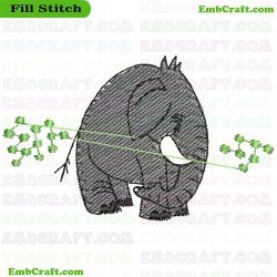 Elephant Embroidery Design 129