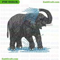 Elephant From Endangered Species Embroidery Design 1