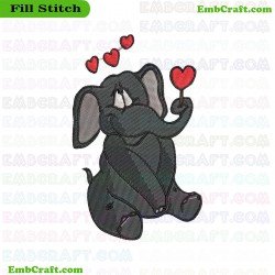 Elephant Love Embroidery Design 19