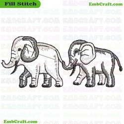 Elephants Embroidery Design 118