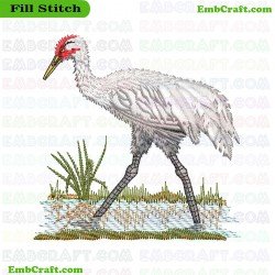 Endangered Whooping Crane Embroidery Design 18