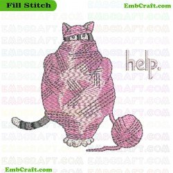 Entangled Cat In Thread Embroidery Design 10