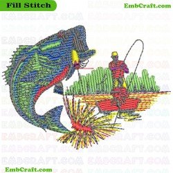 Exciting Fishing Moment Embroidery Design 57