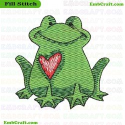 Fanciful Frog Embroidery Design 18