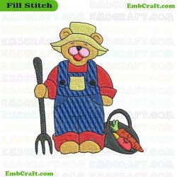 Farmer Bear Embroidery Design 70