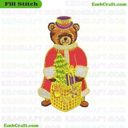 Festive Attire Bear Embroidery Design 261