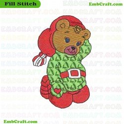 Festive Teddy Bear Embroidery Design 240