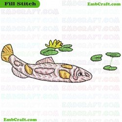 Fish And Aquatic Plants Embroidery Design 65