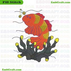 Fish And Coral Embroidery Design 2