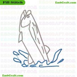 Fish Leaping From Water Embroidery Design 71