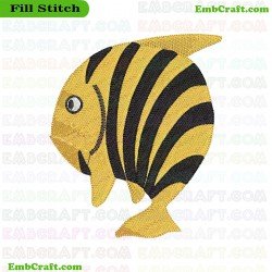 Fish With Yellow And Black Stripes Embroidery Design 152