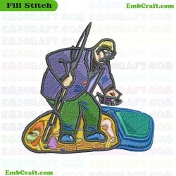 Fisherman Embroidery Design 4