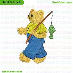 Fishing Bear Embroidery Design 10