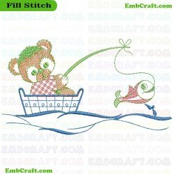 Fishing Bear Embroidery Design 12