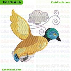 Flying Jacobean Duck Embroidery Design 1