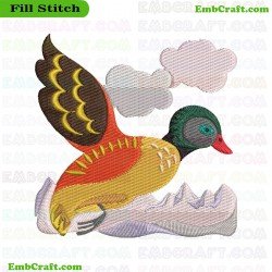 Flying Jacobean Duck Embroidery Design 2