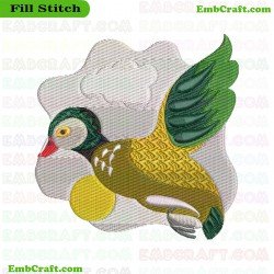 Flying Jacobean Duck Embroidery Design 7