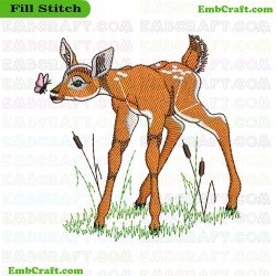 Forest Fawn And Butterfly Embroidery Design 7