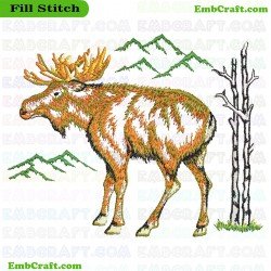 Forest Moose Embroidery Design 15