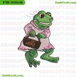 Frog In Human Attire Embroidery Design 17