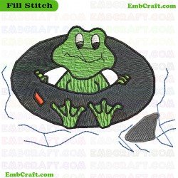 Frog In The Frame Embroidery Design 3