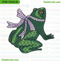 Frog With Bow Tie Embroidery Design 2