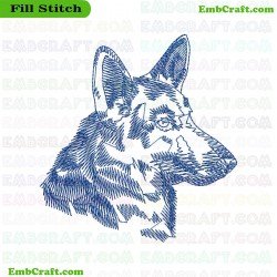 German Shepherd Sketch Embroidery Design 288