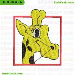 Giraffe Head Embroidery Design 75