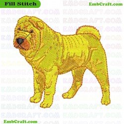 Golden Dog Embroidery Design 163