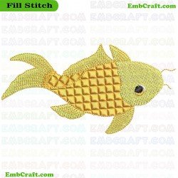 Golden Thread Fish Embroidery Design 178