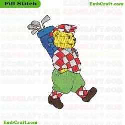 Golfing Bear Embroidery Design 52