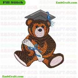 Graduation Bear Embroidery Design 132