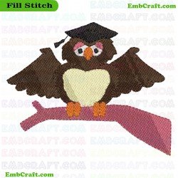 Graduation Owl Embroidery Design 37