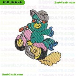 Green Biker Parrot Embroidery Design 6