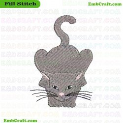 Grey Cat Embroidery Design 8