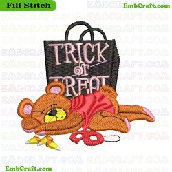 Halloween Bear In Costume Embroidery Design 111