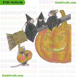 Halloween With Mice Embroidery Design 9