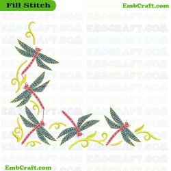 Hand Dragonflies Embroidery Design 29