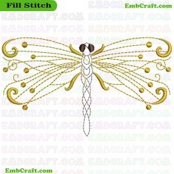 Hand Dragonfly Embroidery Design 55