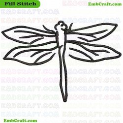 Hand Drawn Dragonfly Illustration Embroidery Design 19